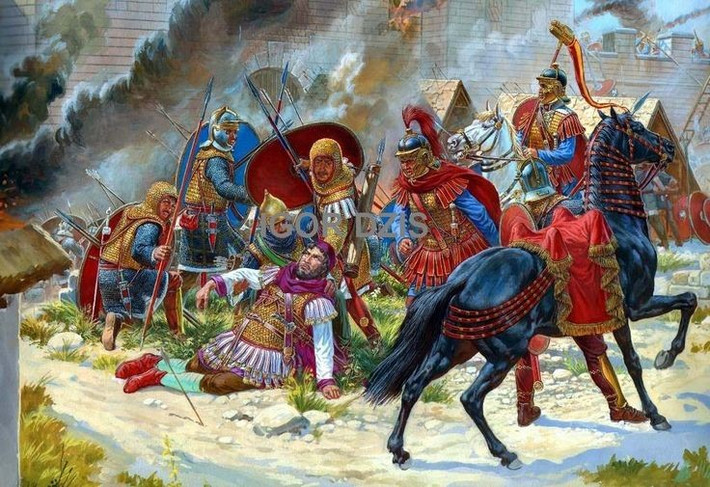 7. Con trai Valerian là Gallienus kế vị nhưng không đủ sức xoay chuyển. Gallienus cố gắng ổn định tình hình, nhưng La Mã tiếp tục bị xâm lược bởi các bộ tộc German, Goth và các nhóm ly khai ở vùng Gallic. Ảnh: Pinterest.