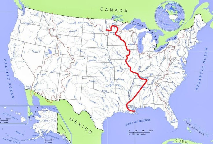 2. Chảy qua 10 tiểu bang. Dòng sông đi qua hoặc tạo ranh giới cho 10 bang của Mỹ, từ Minnesota ở phía Bắc đến Louisiana ở phía Nam. Ảnh: Pinterest.