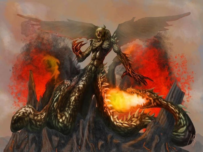 1. Typhon là con của Gaia và Tartarus. Theo truyền thuyết, Gaia sinh ra Typhon để trả thù Zeus sau khi các Titan bị đánh bại. Ảnh: Pinterest.
