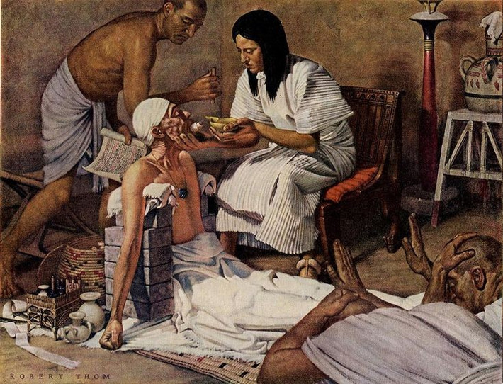 8. Y học và giải phẫu rất phát triển. Họ biết chẩn đoán bệnh, dùng thảo dược, nắn xương và khâu vết thương; nhiều kiến thức y học được ghi chép trong các bản giấy cói cổ. Ảnh: Pinterest.