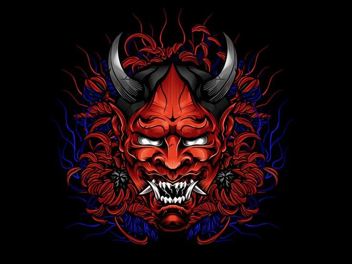  1. Oni là quỷ biểu tượng của cái ác. Trong dân gian Nhật Bản, Oni được miêu tả là những sinh vật khổng lồ, hung dữ, đại diện cho sự trừng phạt và tai họa. Ảnh: Pinterest.