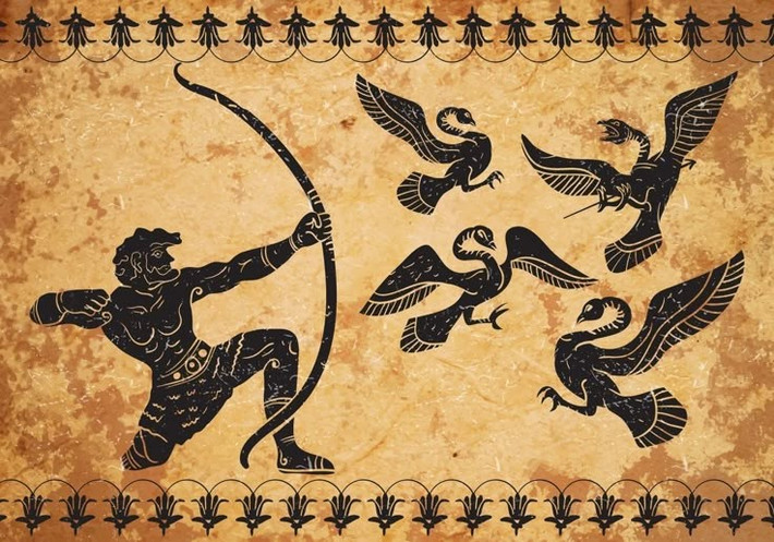 5. Liên quan đến chiến công thứ sáu của Heracles. Heracles được giao nhiệm vụ tiêu diệt chim Stymphalian trong chiến công thứ sáu, một thử thách khó khăn vì địa hình đầm lầy hiểm trở. Ảnh: Pinterest.