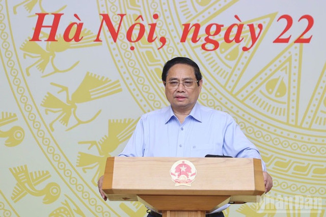 Thủ tướng Phạm Minh Chính phát biểu ý kiến tại phiên họp. Ảnh: Trần Hải (ND). minh-chinh-2.jpg