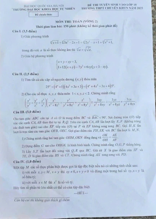 Đề thi môn Toán vòng 2 chuyên Khoa học Tự nhiên. de-toan.jpg