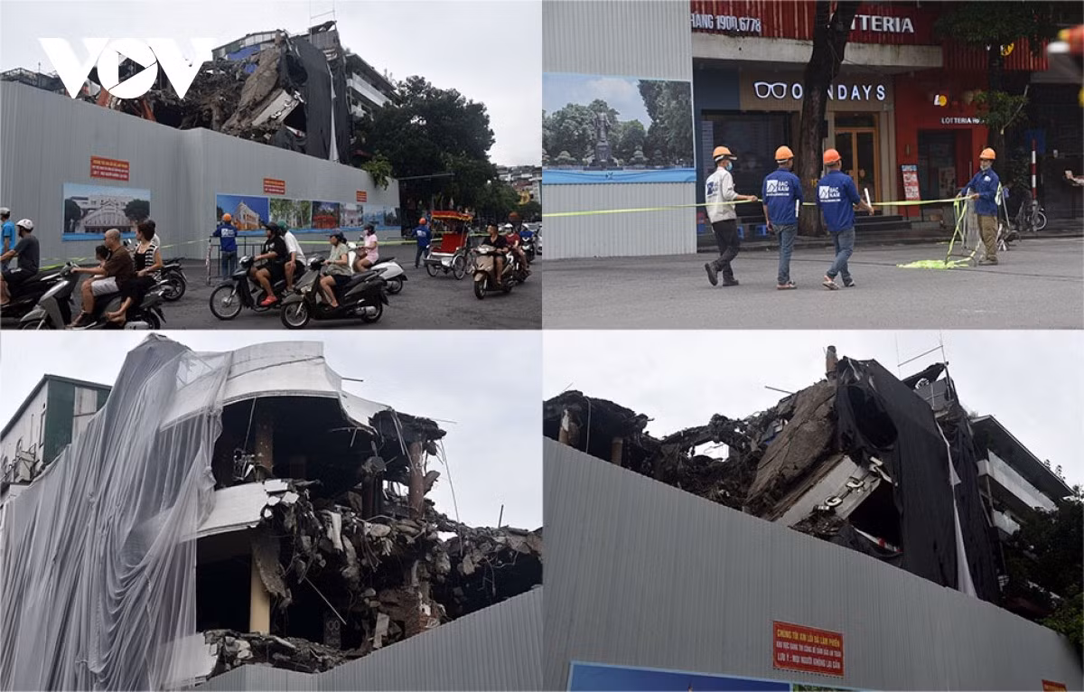 Rào chắn, lưới che cùng dây văng ngăn cách được triển khai để đảm bảo an toàn.