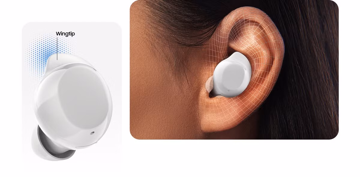 Tai nghe được trang bị wingtip bằng silicone giúp cố định chắc chắn, tạo cảm giác thoải mái ngay cả khi vận động mạnh.