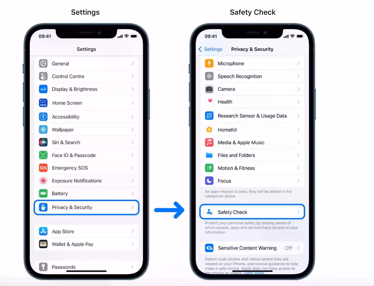 Tại đây có hai lựa chọn: Emergency Reset - Giúp ngắt kết nối chia sẻ ngay lập tức với tất cả ứng dụng và người khác. Manage Sharing and Access - Cho phép bạn xem và điều chỉnh chi tiết các nội dung đang chia sẻ. Với tính năng này, bạn sẽ biết mình đang chia sẻ các thông tin như vị trí, ảnh, mật khẩu, lịch, thiết bị nhà thông minh, hoạt động và ghi chú cho ai.