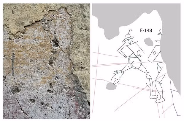Các nhà nghiên cứu đã xác định được 79 dòng chữ khắc chưa từng thấy trước đây trên các bức tường của một hành lang dài nối các nhà hát của Pompeii với tuyến đường sầm uất Via Stabiana của thành phố cổ. Khu vực này lần đầu được khai quật cách đây hơn 230 năm. Ảnh: Pompeii Archaeological Park.