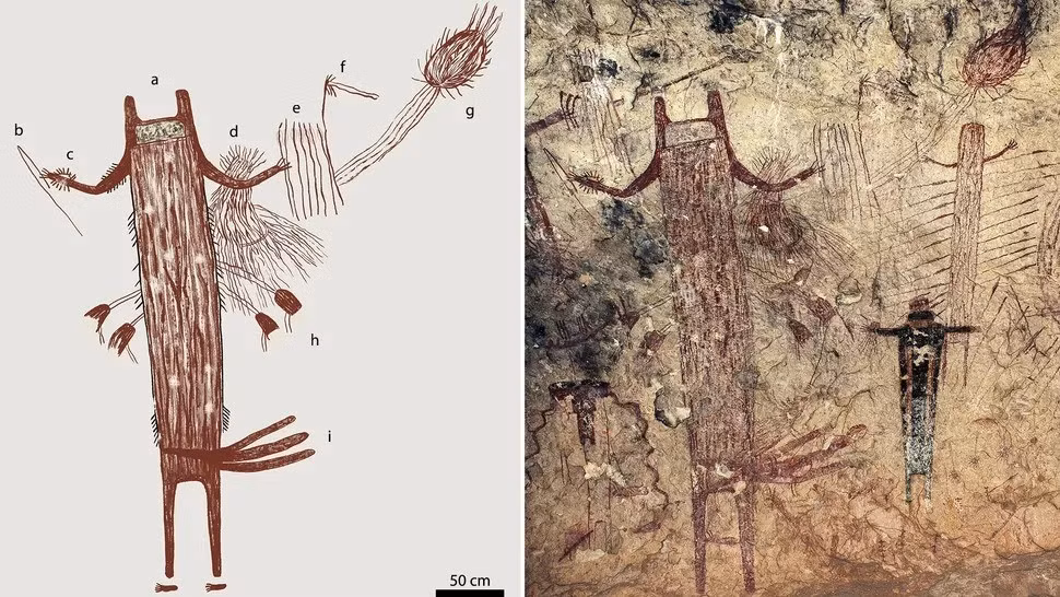 "Thành thật mà nói, chúng tôi rất ngạc nhiên khi phát hiện những bức tranh trên đá được tạo ra trong hơn 4.000 năm và trình tự vẽ tranh theo quy tắc tồn tại trong suốt thời kỳ đó", đồng tác giả nghiên cứu Carolyn Boyd kiêm giáo sư nhân chủng học tại Đại học bang Texas, cho biết. Ảnh: adx7205_Figure_fig4_seq4_v1.jpg - Steelman et al., Sci. Adv. 11, eadx7205, Illustration by Carolyn E. Boyd.