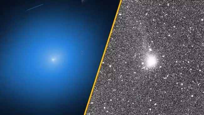 Phát hiện mới về 3I/ATLAS không chỉ giúp truy tìm nguồn gốc của một sao chổi mà còn mở ra cơ hội nghiên cứu điều kiện hình thành hành tinh ngoài Hệ Mặt trời. Ảnh: NASA / Hubble (left) and ESA / Juice.