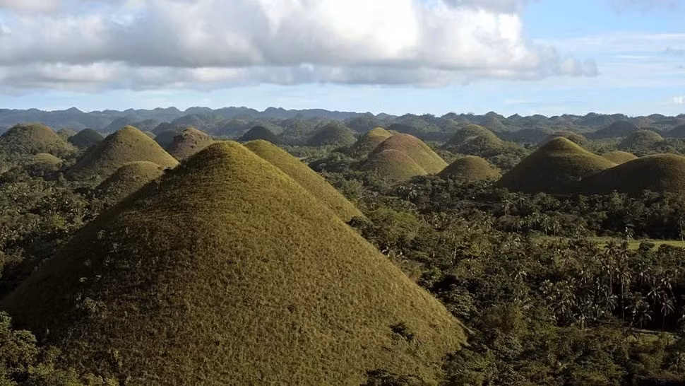 Đồi Chocolate nổi tiếng với hình thái địa chất khác thường bao gồm hơn 1.800 gò hình nón được cấu tạo từ đá vôi. Mỗi gò hình nón có chiều cao khoảng 30 - 120m. Ảnh: John S Lander/LightRocket via Getty Images.
