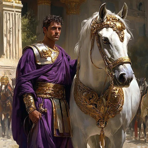 Theo lệnh của hoàng đế Caligula, người hầu chuẩn bị những bữa ăn xa hoa cho Incitatus, bao gồm việc cho con ngựa này ăn yến mạch trộn với vảy vàng. Ảnh: 4theloveof-horses.com.