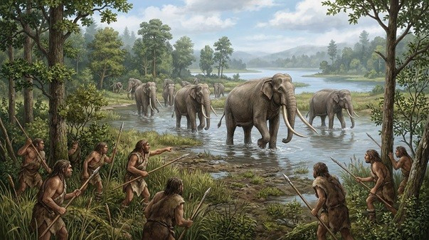 Không chỉ săn bắt được những động vật to lớn như voi ngà thẳng, người Neanderthal còn xẻ thịt con mồi săn được một cách có hệ thống và chiết xuất mỡ trên quy mô lớn. Họ cũng tiêu thụ nhiều loại thực vật và thậm chí có thể đã thay đổi cuộc sống bằng việc sử dụng lửa. Ảnh: bizsiziz.com.