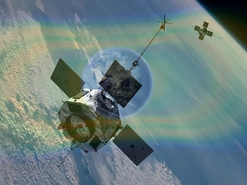 Vệ tinh Van Allen Probe A cùng với vệ tinh song sinh Van Allen Probe B được phóng lên quỹ đạo năm 2012 để nghiên cứu môi trường bức xạ quanh Trái đất. Ảnh: NASA.