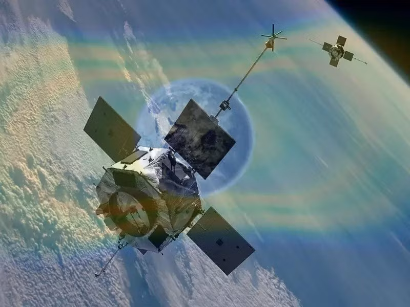 Vệ tinh Van Allen Probe A cùng với vệ tinh song sinh Van Allen Probe B được phóng lên quỹ đạo năm 2012 để nghiên cứu môi trường bức xạ quanh Trái đất. Ảnh: NASA.