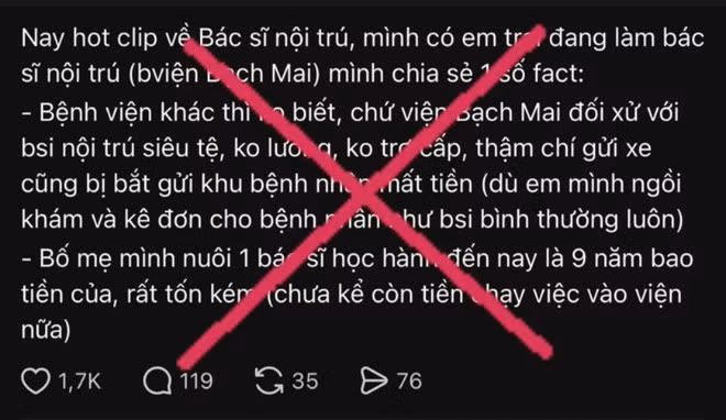 Nội dung sai sự thật chị H đăng tải trên mạng xã hội