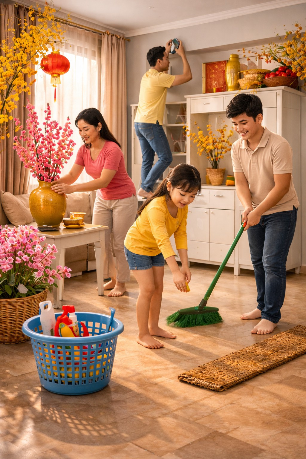 Dọn nhà đón Tết Bính Ngọ 2026: Không quét rác từ trong nhà ra ngoài cửa chính