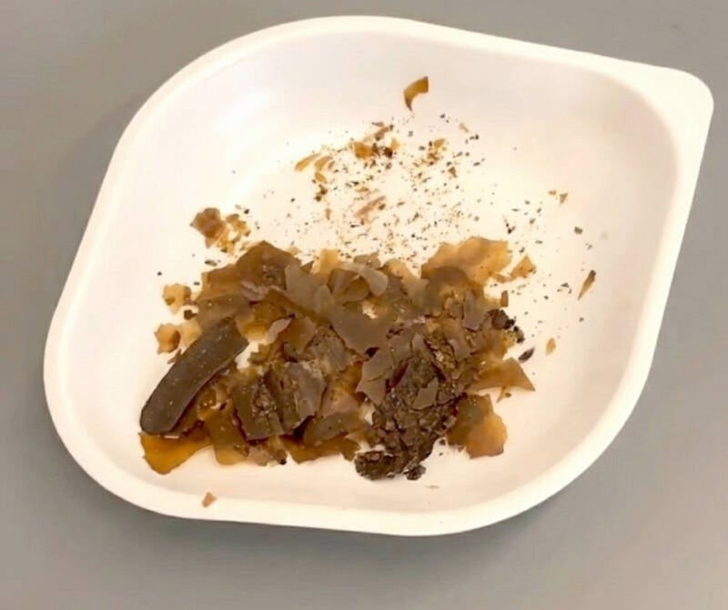 Trải qua hàng ngàn năm, chiếc bình cổ vẫn được niêm phong kín và chứa một lượng lớn chất bên trong đã khô cứng. Ảnh: Cenker Atila.