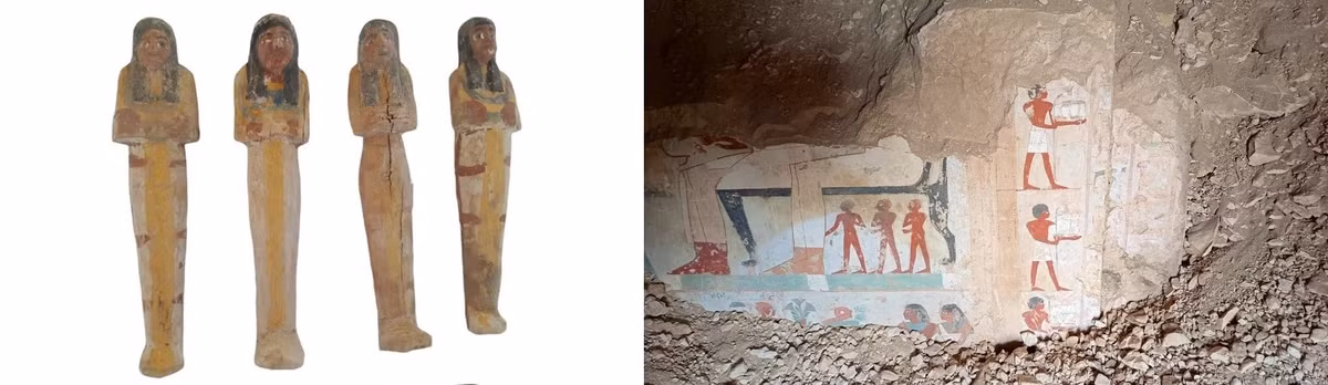 "Sân là yếu tố phổ biến trong các ngôi mộ thời Vương quốc mới tại nghĩa trang Theban không phải của hoàng gia và chúng hiện diện trên khắp Dra Abu el-Naga", Katherine Slinger, giảng viên về khảo cổ học Ai Cập tại Đại học Manchester ở Anh, người không tham gia vào cuộc khai quật, cho hay. Ảnh: Courtesy of the Egyptian Ministry of Tourism and Antiquities.