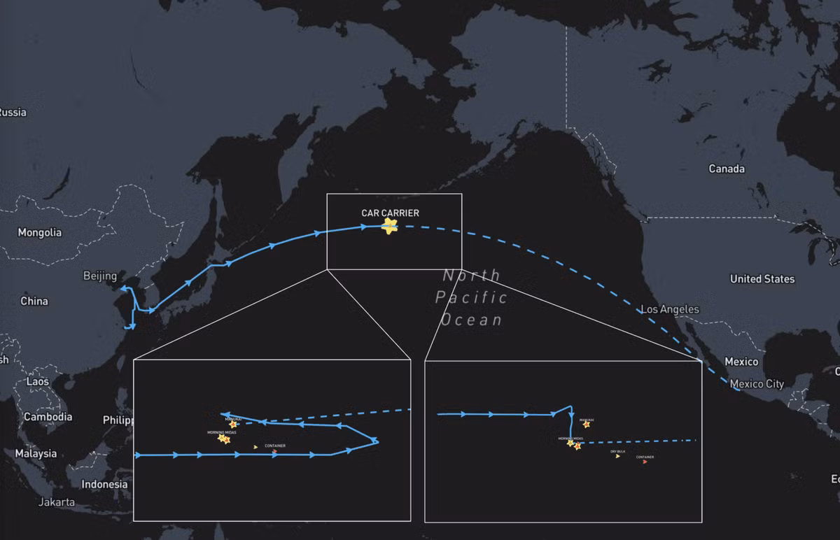 Theo cơ quan chức năng, vụ hỏa hoạn xảy ra trên tàu Morning Midas khi cách đảo Adak (Mỹ) khoảng hơn 480 km về phía Nam. Ảnh: Shipatlas.com.