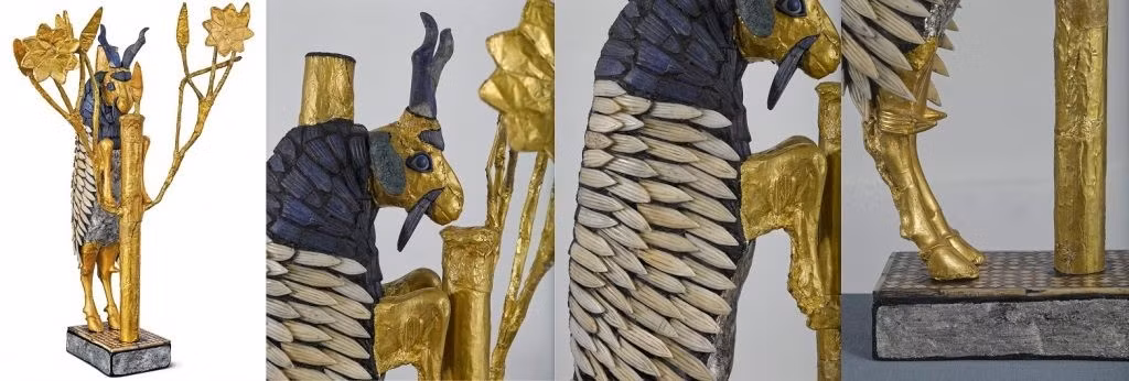 Bảo tàng Penn cho hay các bức tượng nhỏ có thể tượng trưng cho loài dê núi markhor - một loài dê núi ở Trung và Nam Á có cặp sừng như rắn cuộn. Dù vậy, nhà khảo cổ Woolley gọi loài vật đó là "cừu đực" vì chúng gợi cho ông nhớ đến câu chuyện trong Kinh thánh về Abraham hiến tế một con cừu đực thay cho con trai Isaac. Ảnh: urima.org.