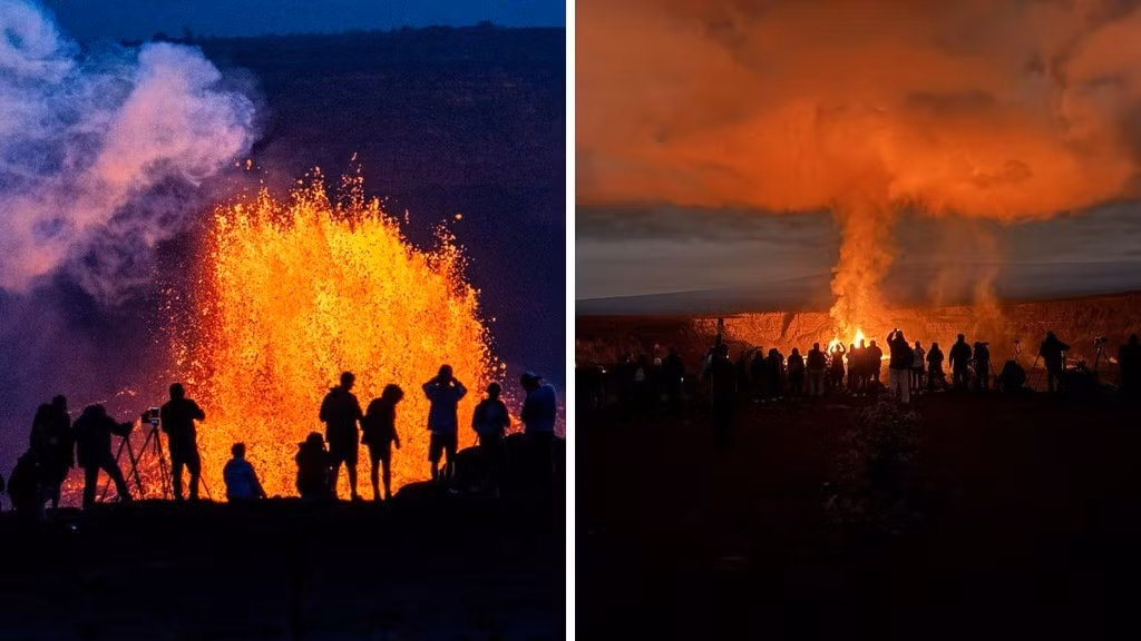 Dung nham từ đợt phun trào đã được chứa trong đỉnh của miệng núi lửa nằm trong Công viên Quốc gia Núi lửa Hawaii. Đó là khu vực rộng lớn được bảo vệ và không có người ở nằm trên Đảo Lớn (Big Island) tại Hawaii. Ảnh: Getty.