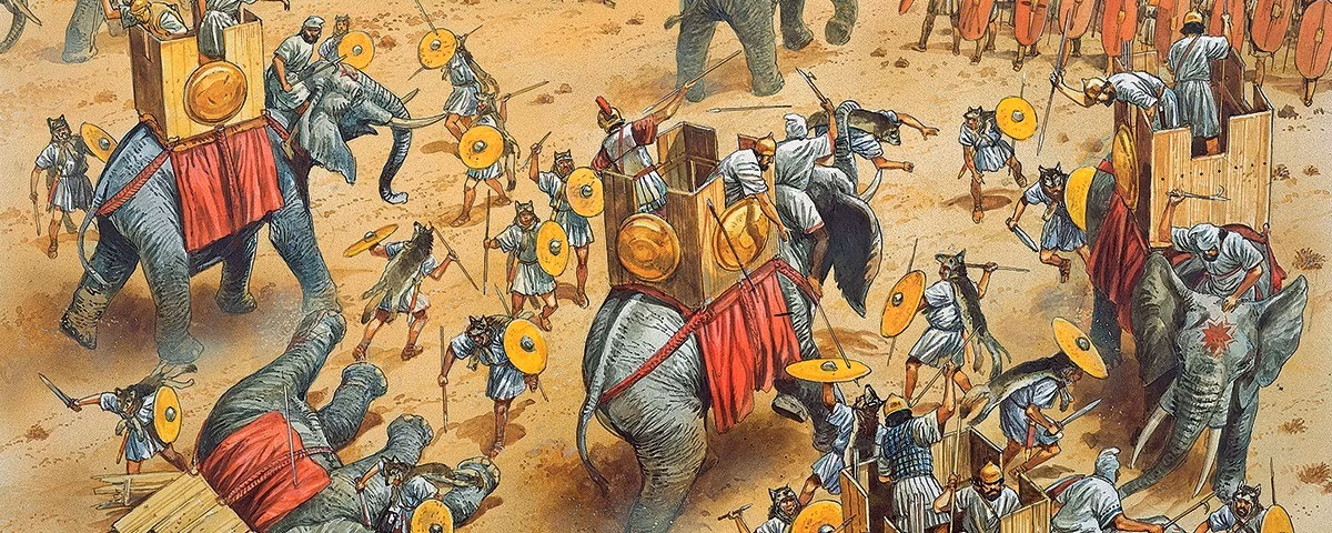 Carthage là một đế chế từng phát triển rực rỡ ở khu vực ngày nay là lãnh thổ của Tunisia. Quân đội của họ rất hùng mạnh. Lực lượng Carthage đã sử dụng voi chiến trong hai cuộc chiến tranh Punic chống lại người La Mã, chủ yếu để giành quyền kiểm soát các khu vực chiến lược ở phía tây Địa Trung Hải. Ảnh: historynet.com.