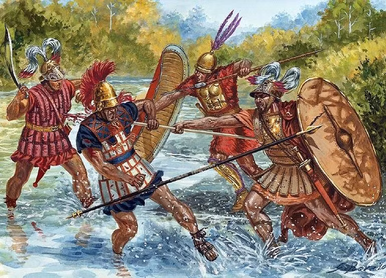 Theo các chuyên gia, các trại hành quân của La Mã có hình chữ nhật điển hình với các góc được bo tròn. Từ các cổng, các con đường chính trong trại, được bố trí vuông góc, dẫn vào bên trong. Tại giao điểm của những con đường này là công trình chính, được gọi là principia. Ảnh: WeaponsandWarfare.