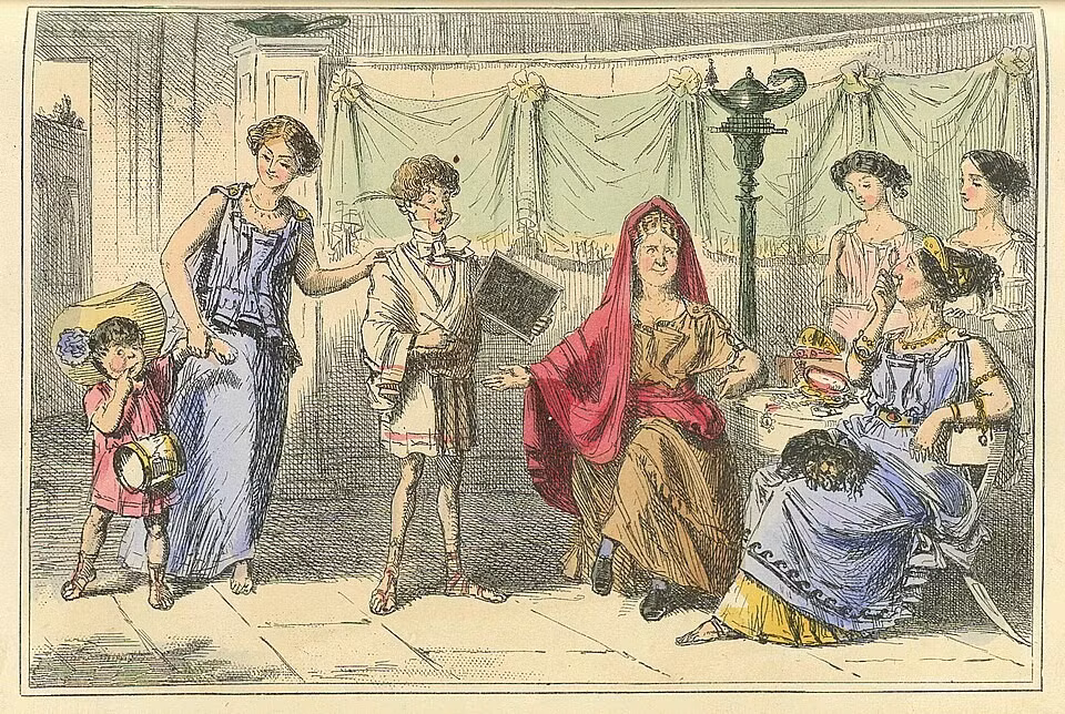 Bức tượng khắc họa hình ảnh một người đàn ông có vóc dáng mũm mĩm, đeo mặt nạ hài hước và mặc bộ đồ liền thân có họa tiết chữ thập. Ảnh: wikimedia commons.