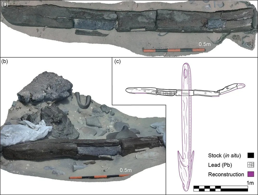 Vào thời điểm trên, thành phố Dor được cho là một trung tâm giao thương sầm uất dưới sự kiểm soát của đế chế Babylon hoặc Assyria. Điều này được phản ánh qua các loại hàng hóa được các con tàu vận chuyển. Hàng hóa bao gồm những chiếc bình cổ kiểu Síp, quai giỏ, và những khối sắt và xỉ kim loại xốp gọi là hoa sắt, vốn là một phần của quá trình luyện sắt. Ảnh: Marko Runjajić / A. Yasur-Landau et al., Antiquity (2025).