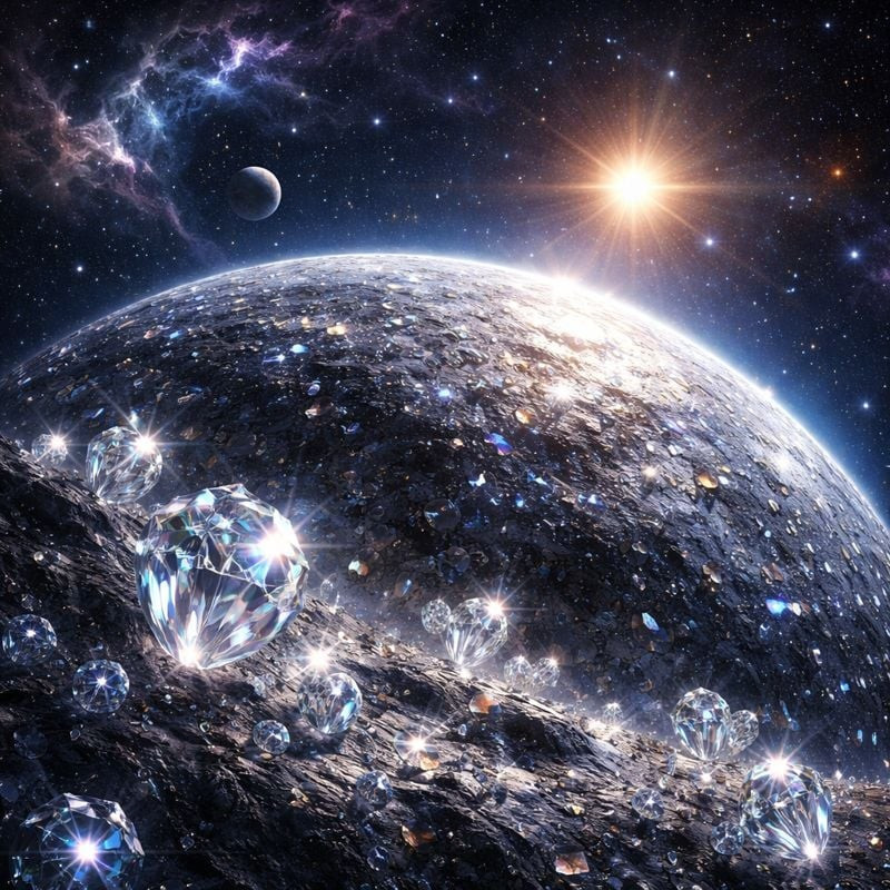 Sao Thuỷ có thể chứa mỏ kim cương dày 15km. Ảnh minh hoạ bởi AI