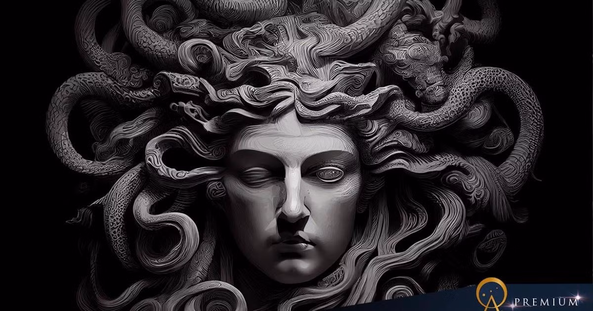 Medusa - nữ thần tóc rắn đáng sợ trong thần thoại Hy Lạp. Theo truyền thuyết, Medusa từng là một thiếu nữ xinh đẹp với mái tóc bồng bềnh và dung mạo xinh đẹp, quyến rũ làm say đắm lòng người. Ảnh: Ancient origins.