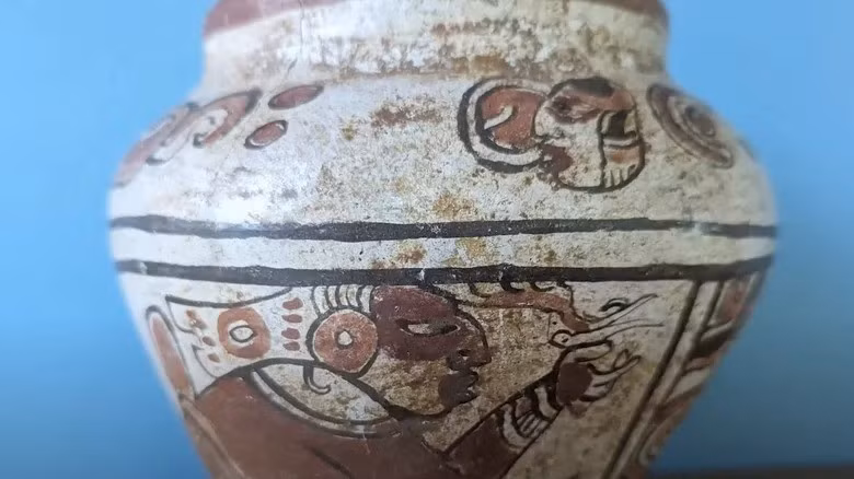 Năm 2019, Anna Lee Dozier đã trả 3,99 USD để mua một chiếc bình tại cửa hàng đồ cũ gần nhà ở Washington D.C, Mỹ. Cô cứ nghĩ đó chỉ là một sản phẩm được bán cho du khách, khoảng 20 nên đặt chiếc bình trên kệ trang trí trong một căn phòng với nhiều cuốn sách yêu thích của mình. Ảnh: Youtube/WUSA9.