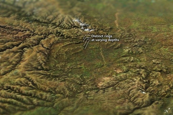 Với trữ lượng khủng, mỏ kim cương bên dưới hố Popigai có thể cung cấp kim cương cho thị trường thế giới trong 3.000 năm. Ảnh: science.nasa.gov.