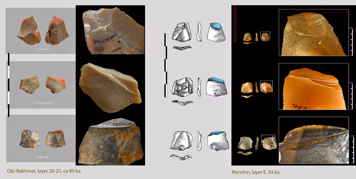 Nhóm nghiên cứu cho biết những đầu mũi tên siêu nhỏ này có niên đại khoảng 80.000 năm tuổi. Theo đó, chúng có thể là đầu mũi tên lâu đời nhất trên thế giới - lâu đời hơn khoảng 6.000 năm so với các hiện vật 74.000 năm tuổi từng được khai quật ở Ethiopia. Ảnh: PLOS One (2025). DOI: 10.1371/journal.pone.0328390.