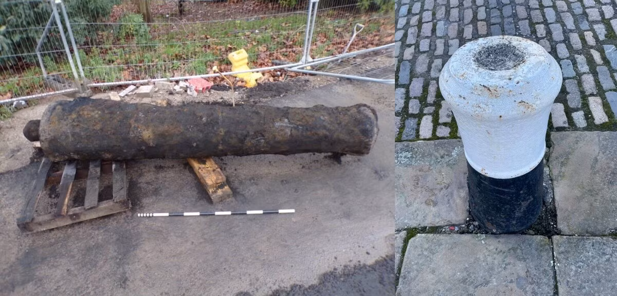 Khẩu pháo có chiều dài khoảng 2,4m, nặng 998 kg. Các chuyên gia cũng cho biết vũ khí đã ngừng hoạt động từ lâu, khi phần miệng nòng được bịt kín. Ảnh: Hull City Council.