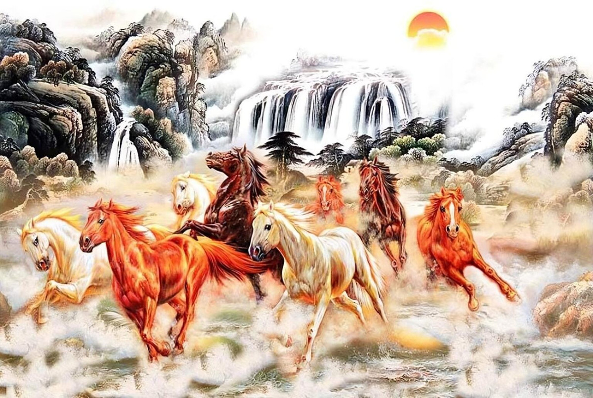 Các chuyên gia phong thủy lý giải mã đáo thành công được hiểu là ngựa quay về báo tin vui, sự thành đạt. Con ngựa được người xưa sử dụng phổ biến như một phương tiện di chuyển hoặc được dùng để chở hàng hóa. Ảnh: artnam.vn.
