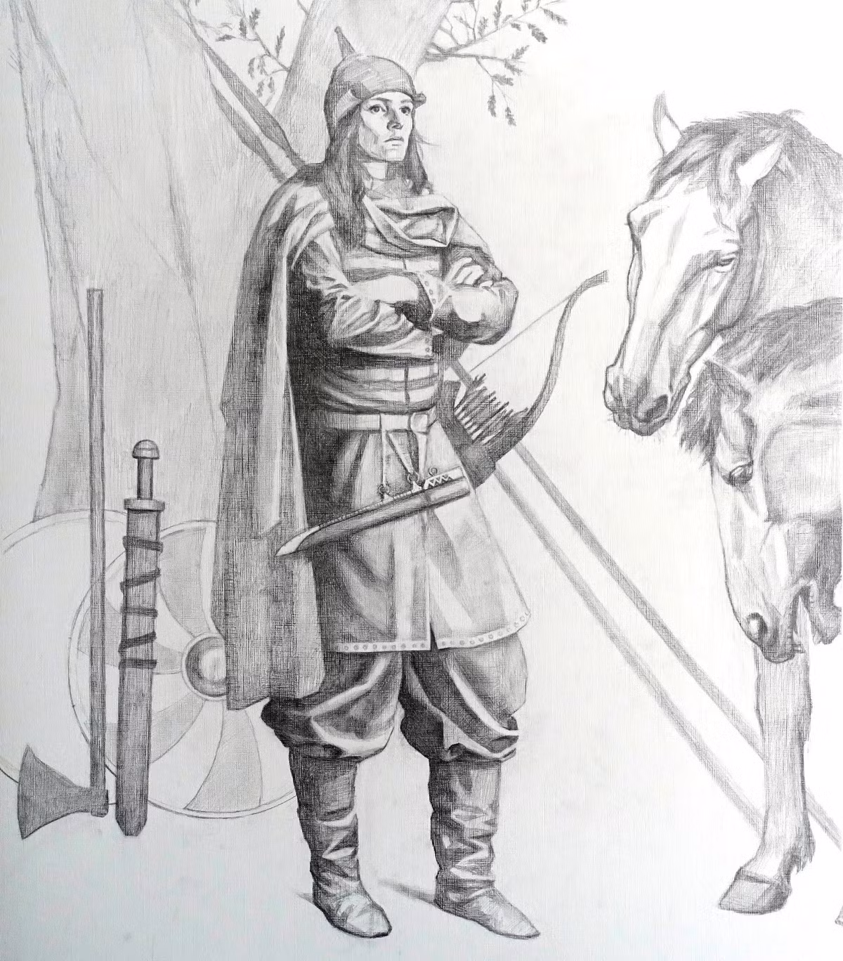 Việc tìm thấy những mộ cổ như vậy góp phần giúp các chuyên gia có được bức tranh toàn cảnh về xã hội Viking thời xưa - nơi phụ nữ cũng chiến đấu như nam giới trong nhiều cuộc chiến. Ảnh: Reconstruction drawing by Valeri Tancredi; Copyright Neil Price; Commissioned by the project.