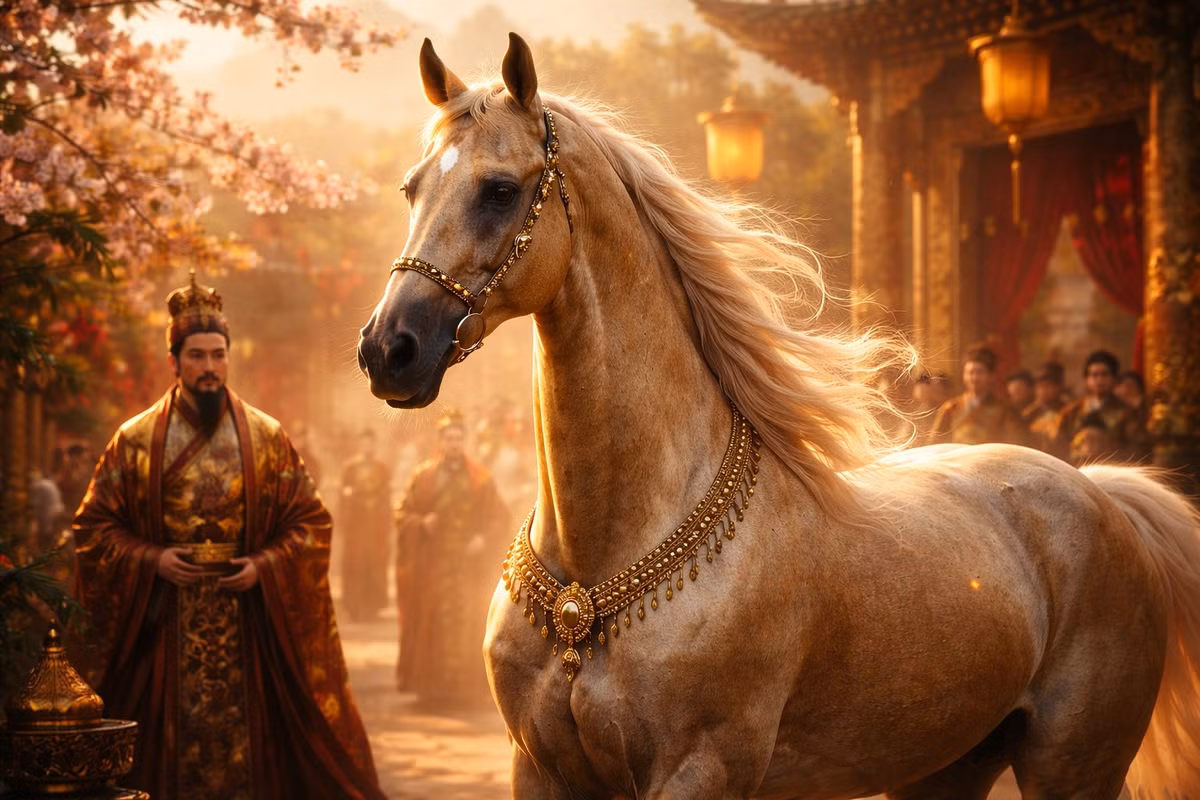 Hãn huyết bảo mã khiến Hãn Vũ Đế say mê. Ảnh minh hoạ bởi AI