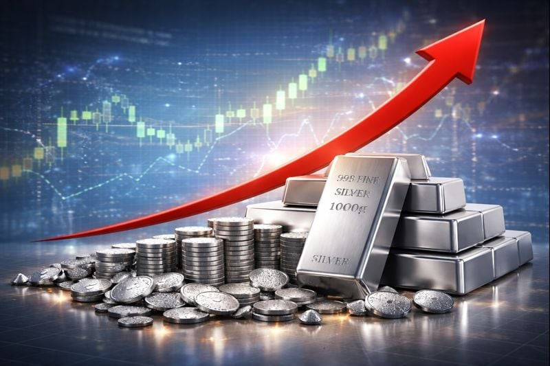Giá bạc tăng khoảng 160% trong năm 2025