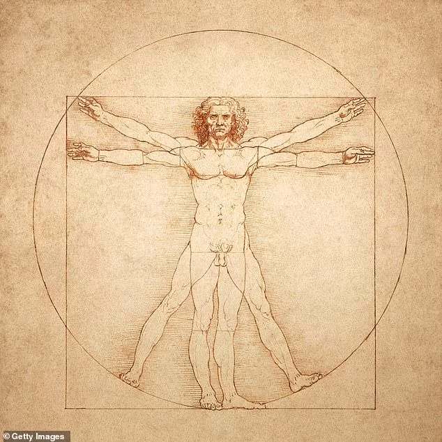 Bức tranh “Người Vitruvius” được danh họa Leonardo da Vinci vẽ vào khoảng năm 1490. Đây là một trong những bức vẽ nổi tiếng nhất của danh họa xuất chúng này. Ảnh: Getty Images.