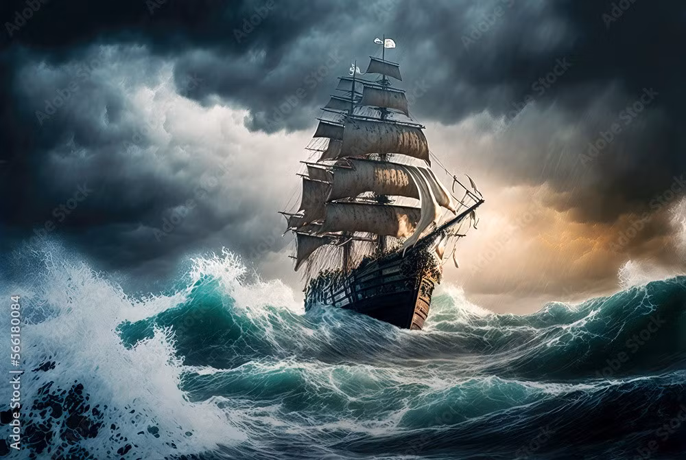 Khi tàu SS Vaitarna đến Porbandar, biển động dữ dội. Thuyền trưởng Haji Kasam cố gắng đưa tàu vào cảng nhưng điều kiện thời tiết bất lợi nên không thể vào nơi trú ẩn an toàn. Ảnh: stock.adobe.com.