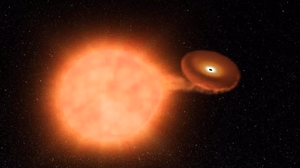 Hình dạng và kích thước của sóng xung kích cho thấy sao lùn trắng RXJ0528+2838 đã liên tục phóng ra một luồng vật chất mạnh mẽ trong ít nhất 1.000 năm. Hiện các nhà khoa học chưa thể giải mã những bí ẩn liên quan đến sao lùn trắng này. Ảnh: NASA/JPL-Caltech.