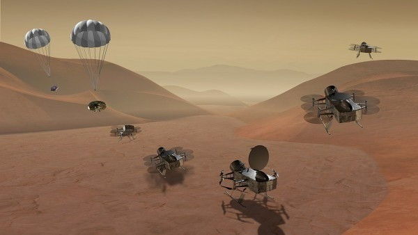NASA Dragonfly - sứ mệnh đầu tiên được gửi đến bề mặt Titan dự kiến được thực hiện vào khoảng những năm 2030 hứa hẹn sẽ giúp giới khoa học có thể xác định liệu các điều kiện của Titan có phù hợp với sự sống sống ngoài hành tinh hay không. Ảnh: NASA.