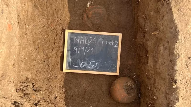 Trong số tàn tích các công trình được tìm thấy, các chuyên gia chú ý đến một tòa nhà lớn với sàn thạch cao đá vôi và những cây cột lớn có niên đại từ thời kỳ Ptolemaic (từ năm 332 trước Công nguyên đến năm 30 trước Công nguyên), khi triều đại Ptolemy I Soter cai trị Ai Cập. Ảnh: University of Manchester / Dr Nicky Nielsen.