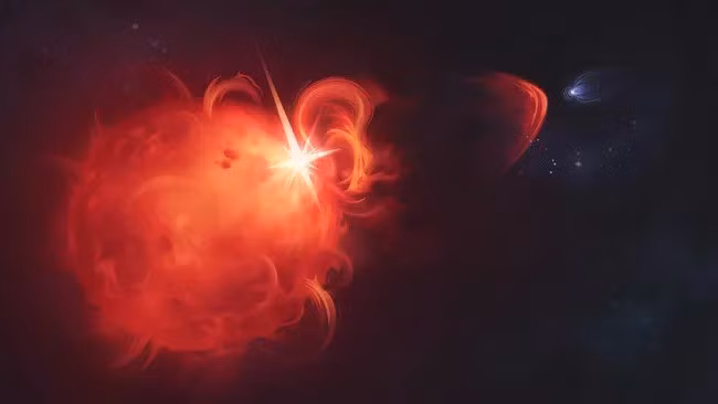 Các cơn bão Mặt trời thường tạo ra những vụ phun trào khổng lồ - gọi là phóng khối vành nhật hoa (coronal mass ejections, CME) - có thể làm gián đoạn hoạt động của vệ tinh khi tới Trái đất và tạo ra các hiện tượng cực quang rực rỡ. Các nhà nghiên cứu lần đầu tiên xác nhận hiện tượng CME từ một ngôi sao bên ngoài Mặt trời. Ảnh: Olena Shmahalo/Callingham et al.