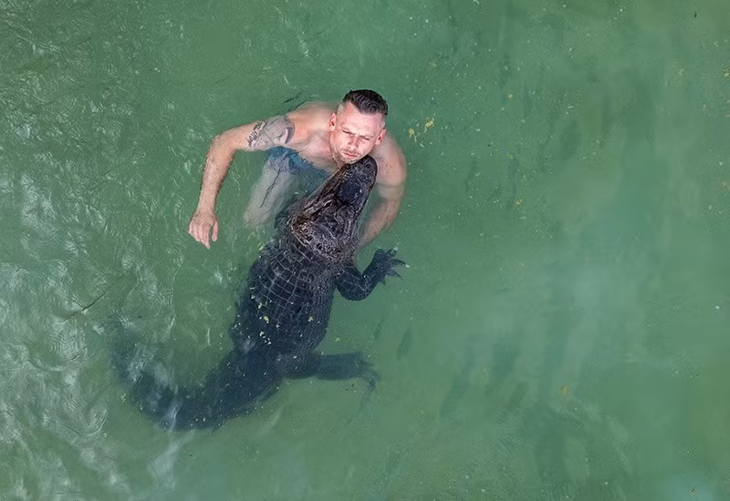 Con trai nghệ sĩ cho biết ngày nhỏ, khi trẻ khác chơi với gấu bông... thì cậu luôn ở bên cá sấu Meyer. "Meyer là bạn ôm khổng lồ, bạn tâm sự, bạn cùng làm bài tập của tôi. Tôi nằm cạnh nó và làm bài tập.” Dĩ nhiên, bố mẹ luôn theo sát.