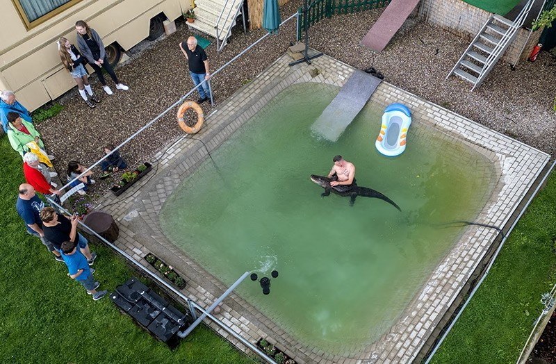 Nếu thời tiết thuận lợi, Krystian Kaulis thích bơi cùng Mrs. Meyer