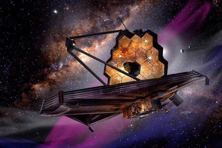 Thiết bị đặc biệt này đã giúp kính viễn vọng James Webb có thể quan sát ngôi sao TWA 7 từ góc cực, tức là nhìn xuống đĩa hành tinh từ phía trên, một góc nhìn lý tưởng để phát hiện các cấu trúc bụi và các vật thể quay quanh ngôi sao. Ảnh: James Vaughan/Science Photo Library/Alamy Stock Photo.