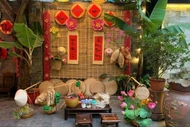 7 mẫu trang trí tiểu cảnh sân vườn đón Tết độc đáo
